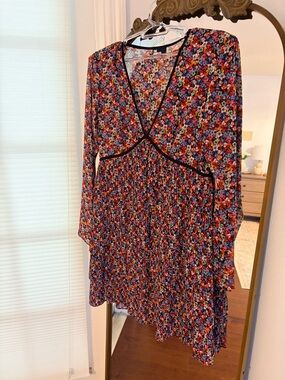 The Kooples Floral V-Neck Long Sleeve Women's Dress - Multicolor